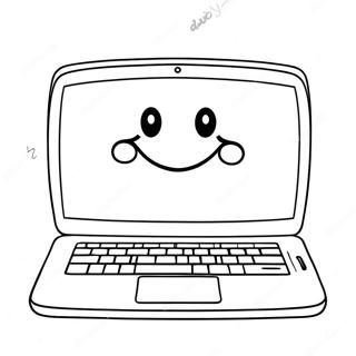 Pagina Para Colorir Laptop Fofo Com Rosto Sorridente 54412-45304