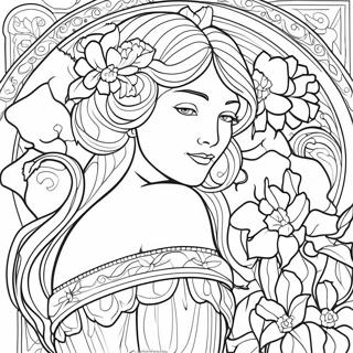 Pagina Para Colorir Do Design Floral De Alphonse Mucha 54661-45494