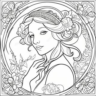 Pagina Para Colorir Do Design Floral De Alphonse Mucha 54661-45495