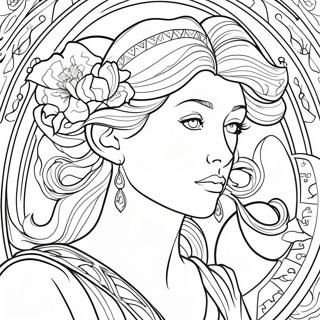 Pagina Para Colorir Da Dama Art Nouveau De Alphonse Mucha 54662-45501