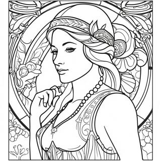 Pagina Para Colorir Da Dama Art Nouveau De Alphonse Mucha 54662-45502