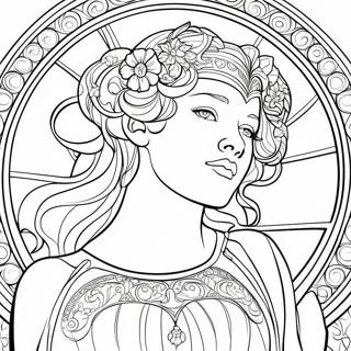 Pagina Para Colorir Da Dama Art Nouveau De Alphonse Mucha 54662-45504