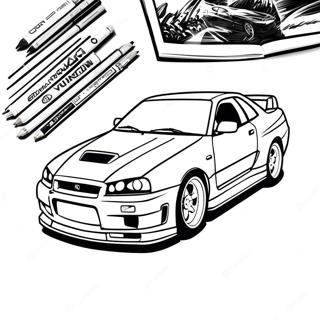 Pagina Para Colorir Da Acao De Corrida Do Nissan Skyline Gtr R34 55502-46169