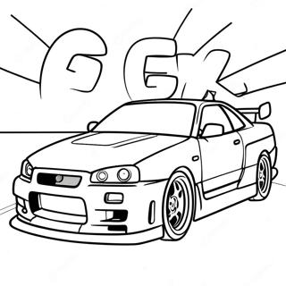 Pagina Para Colorir Da Acao De Corrida Do Nissan Skyline Gtr R34 55502-46171