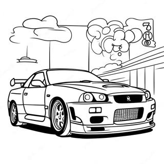 Pagina Para Colorir Da Acao De Corrida Do Nissan Skyline Gtr R34 55502-46172