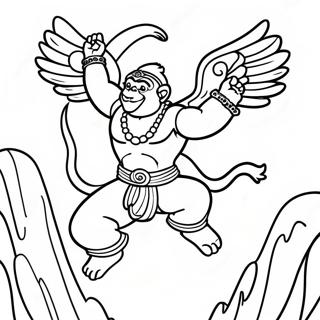 Pagina Para Colorir Do Hanuman Voando Com Uma Montanha 56012-46584