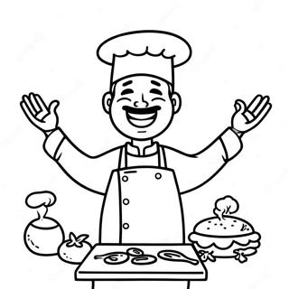 Pagina Para Colorir Do Chef Alegre Cozinhando 56222-46742