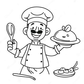 Pagina Para Colorir Do Chef Alegre Cozinhando 56222-46743