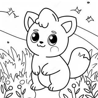 Pagina Para Colorir Do Fofo Vulpix Em Um Campo De Flores 56252-46761