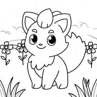 Pagina Para Colorir Do Fofo Vulpix Em Um Campo De Flores 56252-46763