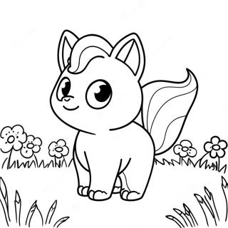 Pagina Para Colorir Do Fofo Vulpix Em Um Campo De Flores 56252-46764