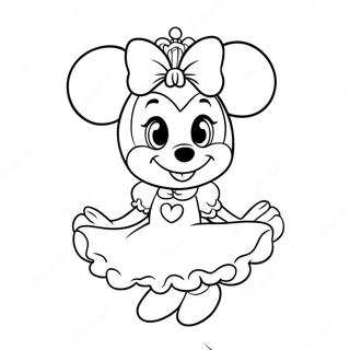 Pagina Para Colorir Da Princesa Minnie Mouse Fofa Em Um Vestido 56262-46777