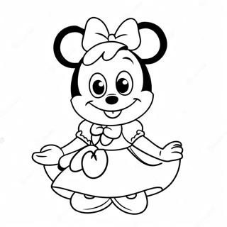 Pagina Para Colorir Da Princesa Minnie Mouse Fofa Em Um Vestido 56262-46778