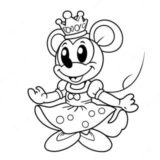 Pagina Para Colorir Da Princesa Minnie Mouse Fofa Em Um Vestido 56262-46779