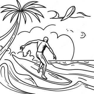 Pagina Para Colorir Da Cena De Surf Havaiana 56281-46784