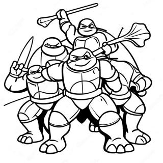 Pagina Para Colorir Da Cena De Acao Das Tartarugas Ninja Mutantes Adolescentes 56322-46819