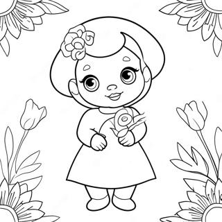 Pagina Para Colorir Da Linda Ella Com Flores 57334-47688