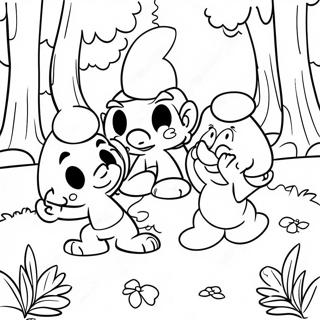 Pagina Para Colorir Dos Smurfs Felizes Brincando Na Floresta 5734-4590