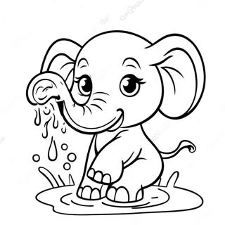 Pagina Para Colorir Elefante Bebe Fofo Espirrando Agua 57545-47847