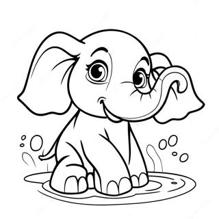 Pagina Para Colorir Elefante Bebe Fofo Espirrando Agua 57545-47848