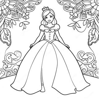 Pagina Para Colorir Da Bela Princesa Em Um Vestido Brilhante 57715-47981