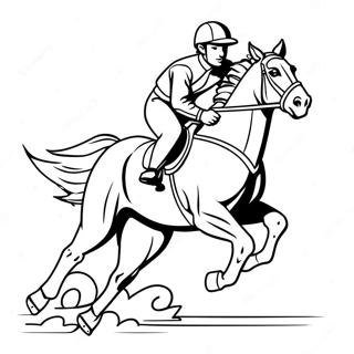 Pagina Para Colorir De Jockey Empolgado Montando Um Cavalo Em Galopada 57755-48018