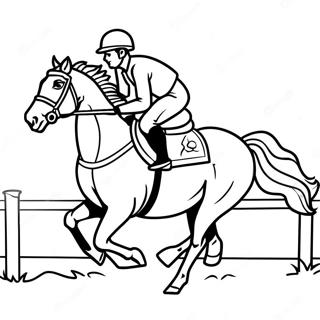 Pagina Para Colorir De Jockey Empolgado Montando Um Cavalo Em Galopada 57755-48020