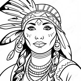 Paginas Para Colorir De Mulher Nativa Americana Em Traje Tradicional 57924-48150