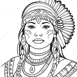 Paginas Para Colorir De Mulher Nativa Americana Em Traje Tradicional 57924-48152