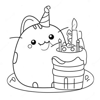 Pagina Para Colorir Do Pusheen Com Bolo De Aniversario 59317-49242