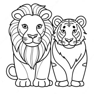 Leão E Tigre Páginas Para Colorir