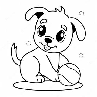 Pagina Para Colorir Cachorrinho Adoravel Brincando Com Bola 60067-49848