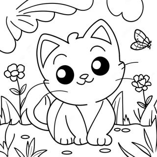 Pagina Para Colorir De Gatinho Brincalhao Em Um Jardim 60197-49949