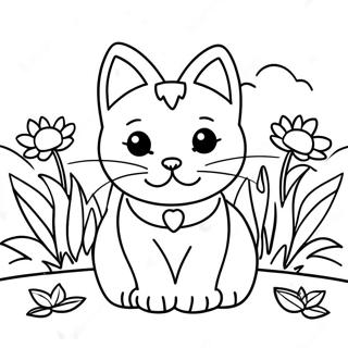 Pagina Para Colorir De Gatinho Brincalhao Em Um Jardim 60197-49950