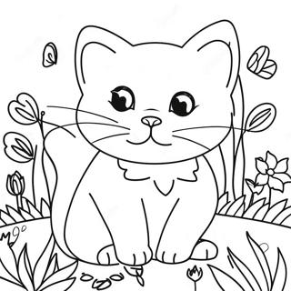 Pagina Para Colorir De Gatinho Brincalhao Em Um Jardim 60197-49951