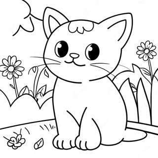 Pagina Para Colorir De Gatinho Brincalhao Em Um Jardim 60197-49952