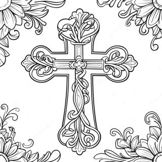 Pagina Para Colorir Cruz Decorativa Com Vinhas 60557-50237