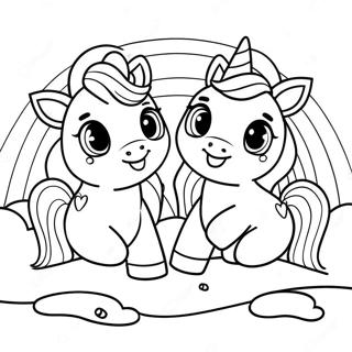 Pagina Para Colorir De Bebes Unicornios Fofos Em Um Arco Iris 61027-50609