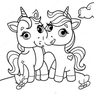 Pagina Para Colorir De Bebes Unicornios Fofos Em Um Arco Iris 61027-50611