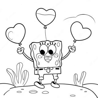 Pagina Para Colorir Spongebob Com Baloes De Coracao 61087-50658