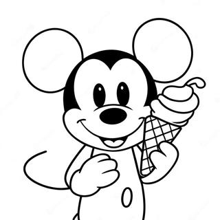 Pagina Para Colorir Do Mickey Mouse Aproveitando O Sorvete 61417-50918