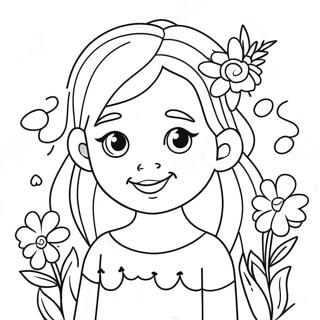 Pagina Para Colorir Hannah Fofa Com Flores 62037-51418