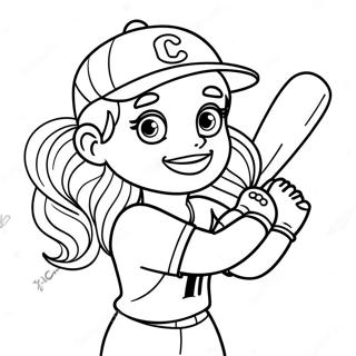 Pagina Para Colorir Jogadora De Softball Fofa 622-498