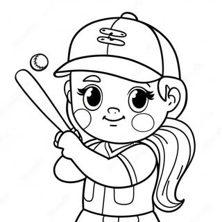 Pagina Para Colorir Jogadora De Softball Fofa 622-500