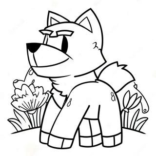 Pagina Para Colorir Do Lobo Do Minecraft Fofo Com Flores 62498-51769