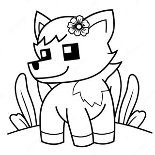 Pagina Para Colorir Do Lobo Do Minecraft Fofo Com Flores 62498-51772