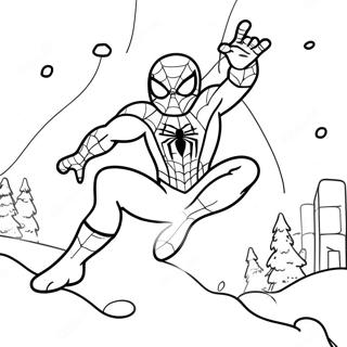 Pagina Para Colorir Do Spiderman Festivo Balancando Na Neve 62708-51939