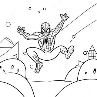 Pagina Para Colorir Do Spiderman Festivo Balancando Na Neve 62708-51940