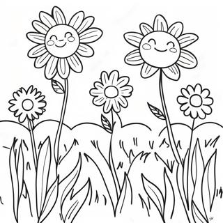 Pagina Para Colorir Campo De Flores Ensolarado 62949-52121