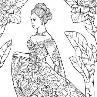 Pagina Para Colorir De Nala Adulto Elegante Em Um Vestido Floral 63300-52389